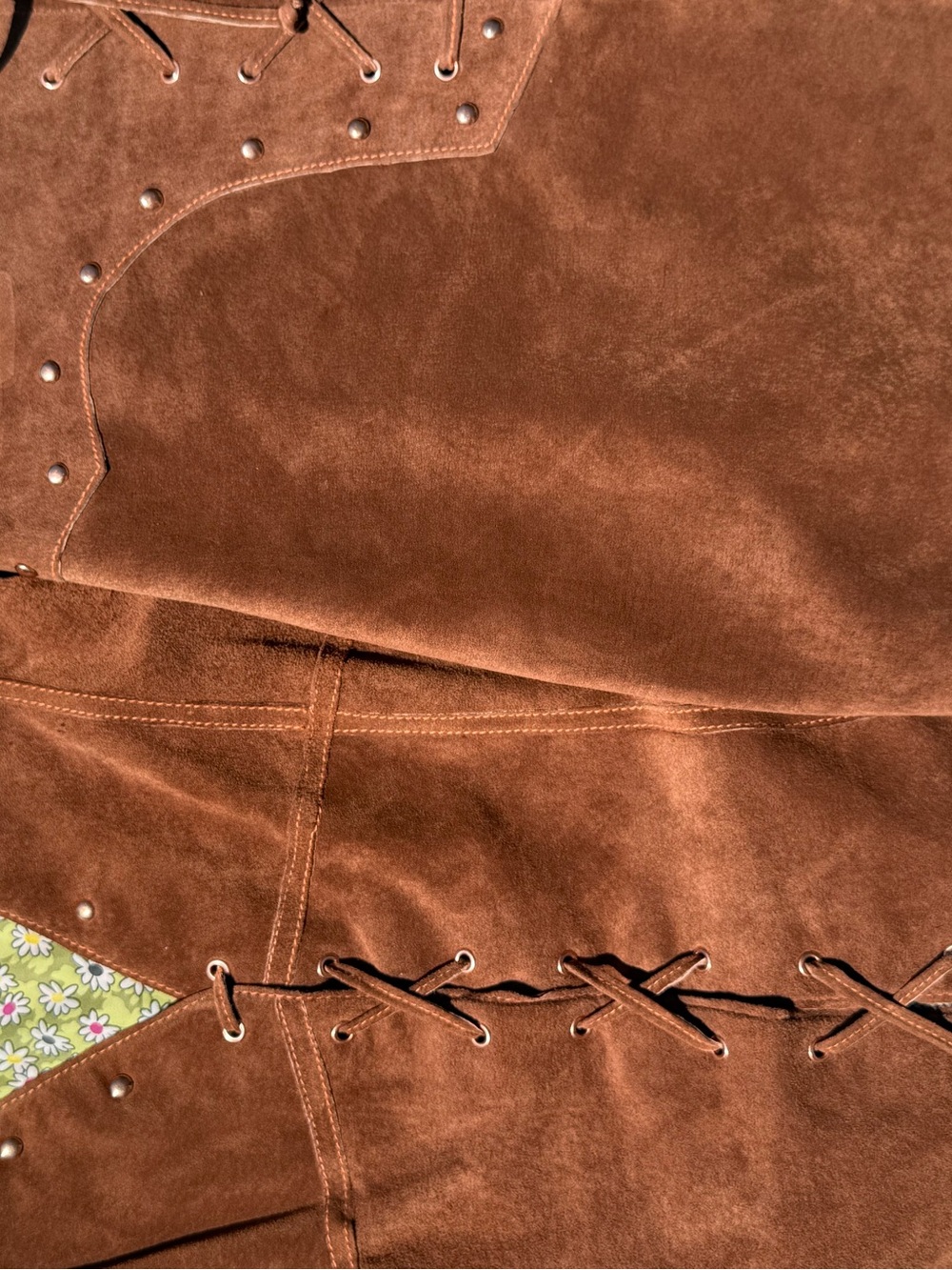 Vintage MaXima Two Piece Western 
Brown Suede Lace-Up Skirt - Women Skirts - Picture 12 of 16